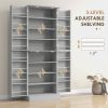 HOMCOM 65" Kitchen Cabinet, Kitchen Pantry Cabinet with 4 Doors and 16 Door Shelves for Dining Room, Gray