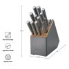 Classic 12-Piece Japanese Steel Knife Block Set with Built-in Knife Sharpener, Charcoal Gray
