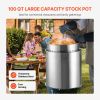 VEVOR Stainless Steel Stockpot, 100 Quart Large Cooking Pots, Cookware Sauce Pot with Basket, Lid, and Handle, Heavy Duty Commercial Grade Stock Pot