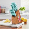 Breezy Blossoms 11 Piece Stainless Steel Knife Block Set Teal