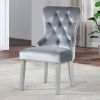 Glam Silver And Dark Gray 9pc Dining Set Table w Leaf Wingback Chairs Acrylic Tufted Dining Room Furniture