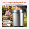 VEVOR Stainless Steel Stockpot, 54L Large Cooking Pots, Cookware Sauce Pot with Basket, Lid, and Handle, Heavy Duty Commercial Grade Stock Pot