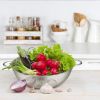 Colander Set of 3, Stainless Steel Micro-Perforated Colanders Strainers for Draining Rinsing Washing, Ideal for Pasta Vegetables Fruits