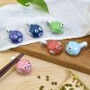 Assorted Color Ceramics Pufferfish Chopstick Holder Rest Decorative Tableware Stand, 5 Pack