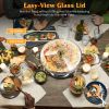 4 Pack Round Chafing Dish Buffet Set,Stainless Steel 4.76QT Round Buffet Servers and Warmers, Thick Stand Frame Catering Chafe with Mirror Covers