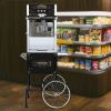 Commercial Popcorn Machine with Cart and 20-Ounce Kettle,Vintage-Style Popper on Wheels with Tempered Glass, Warming Deck