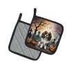 Cavalier Spaniel Spooky Halloween Pair of Pot Holders Kitchen Heat Resistant Pot Holders Sets Oven Hot Pads for Cooking Baking BBQ, 7 1/2 x 7 1/2
