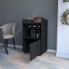 FM FURNITURE Crozier Bart Cart, with 1 shelf, 1 door and four built-in wine rack,black