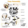 4Pcs Chafing Dish Buffet Set 4.76QT Round Buffet Servers Food Warmer Stainless Steel Catering Chafer with Glass Lid for Warming Cooling Gatherings Ban