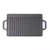HAWOK Cast Iron Reversible Grill Rectangular Griddle 12.6x8 inch