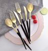 102pcs Gold Plastic Silverware, Golden Cutlery with Black Handle, Disposable Flatware Collection