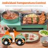 3 in 1 Electric Hot Pot with Grill 1600W Smokeless Non-Stick Korean BBQ Grill Shabu Shabu Hot Pot Combo with Independent Temperature Control for 3-5 P