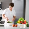 5Pcs Fruit Vegetable Containers with Removable Drain Basket Leakproof Lid Stackable Food Storage Organizer for Fridge Dishwasher Safe
