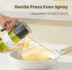 A food oil injector and 2-in-1 cooking spray bottle for olive oil, vinegar, and soy sauce, featuring a 17-ounce light-blocking glass spray bottle