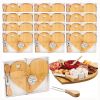 6Set Bridal Shower Favor Heart Cheese Board Cheese Knives Wood Mini Charcuterie Board Thank You Gift Box For Guest Bridal Prize Wedding Birthday Valen