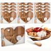 6Set Bridal Shower Favor Heart Cheese Board Cheese Knives Wood Mini Charcuterie Board Thank You Gift Box For Guest Bridal Prize Wedding Birthday Valen
