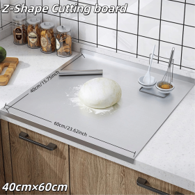 Stainless Steel Cutting Board with Lip for Kitchen Chopping Boards for Countertop Large Metal Cutting Board over Sink Suitable for Meat Fruits Vegetab (size: Z-Shape 40cm×60cm)