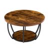 VEVOR Coffee Table, Modern Round Coffee Table, 2 Tiers Wooden Circle Center Desk with Open Storage