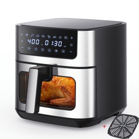 6.34QT Multi-Function Air Fryer with Ceramic Coating Suitable for Roast, Bake, Broil, Dehydrate, Reheat & Keep Warm, Digital Temperature (90°F-450°F) (Color: Black)