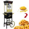 12oz Popcorn Machine Cart, Popcorn Cart with Wheels, Vintage Popcorn Machine with Stainless Steel Kettle