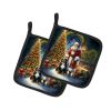 Bernese Mountain Dog and Santa Claus Pair of Pot Holders Kitchen Heat Resistant Pot Holders Sets Oven Hot Pads for Cooking Baking BBQ, 7 1/2 x 7 1/2