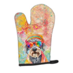 Schnauzer Hippie Dawg Oven Mitt Heat Resistant Thick Oven Mitt for Hot Pans and Oven, Kitchen Mitt Protect Hands, Cooking Baking Glove (Default: Default)