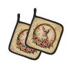 Chihuahua and Flowers Pair of Pot Holders Kitchen Heat Resistant Pot Holders Sets Oven Hot Pads for Cooking Baking BBQ, 7 1/2 x 7 1/2