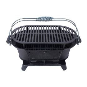 Portable Cast Iron BBQ Grill with Grate for Outdoor (type: Style B, Color: Black)