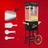 12oz Popcorn Machine Cart, Popcorn Cart with Wheels, Vintage Popcorn Machine with Stainless Steel Kettle