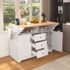 55.7" Large Kitchen Island with 2 Drop Leaf,Rolling Kitchen Cart on 5 Wheels with Power Outlet, Folding Storage Dining Table with Spice & Towel Rack