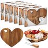 6Set Bridal Shower Favor Heart Cheese Board Cheese Knives Wood Mini Charcuterie Board Thank You Gift Box For Guest Bridal Prize Wedding Birthday Valen