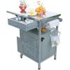 40.5" Outdoor Grill Cart with Stainless Steel Top, Solid Wood Outdoor Storage Cabinet with Drop Leaf, One Drawer, Towel Rack