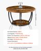 VEVOR Coffee Table, Modern Round Coffee Table, 2 Tiers Wooden Circle Center Desk with Open Storage
