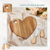 6Set Bridal Shower Favor Heart Cheese Board Cheese Knives Wood Mini Charcuterie Board Thank You Gift Box For Guest Bridal Prize Wedding Birthday Valen