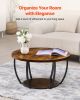 VEVOR Coffee Table, Modern Round Coffee Table, 2 Tiers Wooden Circle Center Desk with Open Storage