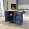 Rolling Mobile Kitchen Island with Solid Wood Top and Locking Wheels,52.7 Inch Width,Storage Cabinet and Drop Leaf Breakfast Bar,Spice Rack