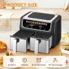 Dual Basket Air Fryer Oven, Digital Control, Clear-View Window, Versatile Air Fryer for Roasting, Baking, Reheating Healthy Meals