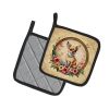 Chihuahua and Flowers Pair of Pot Holders Kitchen Heat Resistant Pot Holders Sets Oven Hot Pads for Cooking Baking BBQ, 7 1/2 x 7 1/2